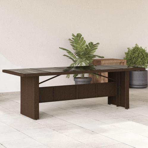 vidaXL Tuintafel met glazen blad 240x90x75 cm poly rattan, Tuin en Terras, Tuintafels, Nieuw, Verzenden