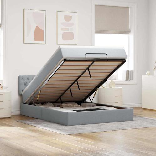 vidaXL Bed met matras 140x190 cm stof lichtgrijs, Huis en Inrichting, Slaapkamer | Bedden, Nieuw, Verzenden