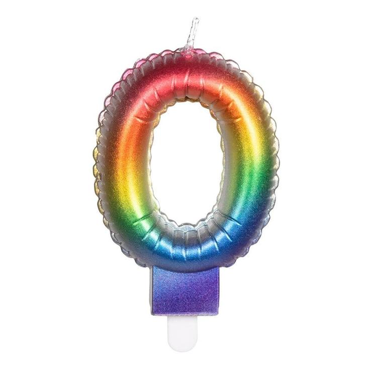 Regenboog Kaars 0 Jaar 8cm, Hobby en Vrije tijd, Feestartikelen, Nieuw, Verzenden