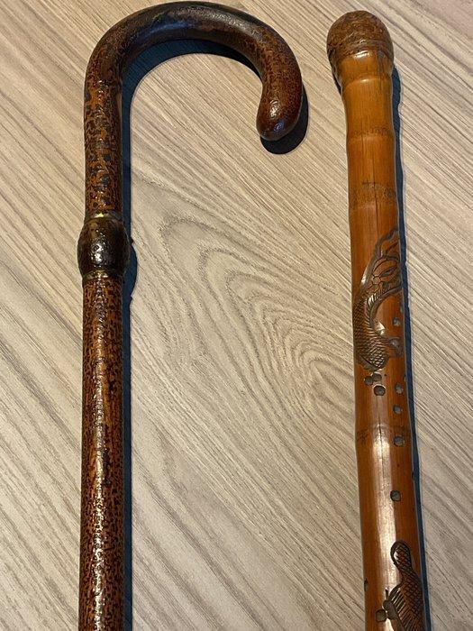 Canne de marche (2) - 1 en alliage métallique et 1 canne en, Antiquités & Art, Antiquités | Autres Antiquités