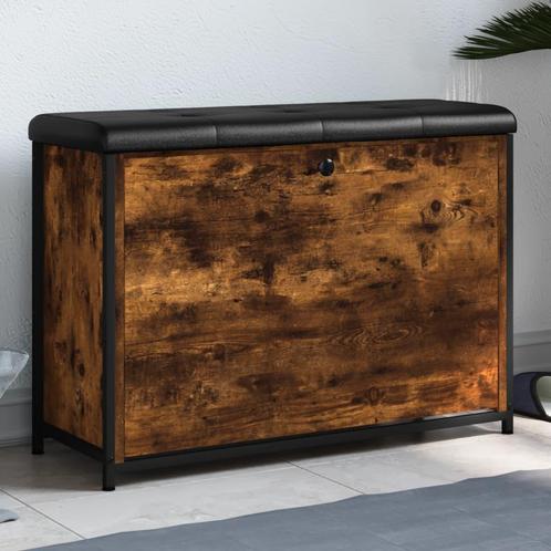 vidaXL Schoenenbankje met klaplade 82x32x56 cm gerookt, Huis en Inrichting, Overige Huis en Inrichting, Nieuw, Verzenden