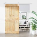 vidaXL Schuifdeur met beslag 100x210 cm massief grenenhout, Doe-het-zelf en Bouw, Deuren en Vliegenramen, Verzenden, Nieuw