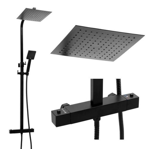 Douchepaneel zwart - met Regendouche 25cm - en Thermostaa..., Doe-het-zelf en Bouw, Sanitair, Nieuw, Ophalen of Verzenden