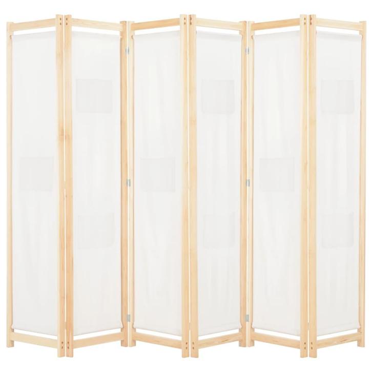 vidaXL Kamerscherm met 6 panelen 240x170x4 cm stof crème, Huis en Inrichting, Woonaccessoires | Overige, Nieuw, Verzenden