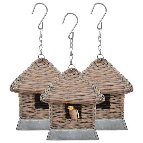 vidaXL Vogelhuizen 3 st wicker, Tuin en Terras, Vogelhuisjes en Vogelbaden, Nieuw, Verzenden