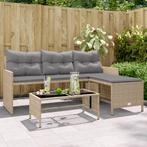 vidaXL Tuinbank met tafel en kussens L-vormig poly rattan, Tuin en Terras, Verzenden, Nieuw