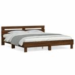 vidaXL Bedframe met hoofdeinde bewerkt hout bruineikenkleur, Verzenden, Nieuw