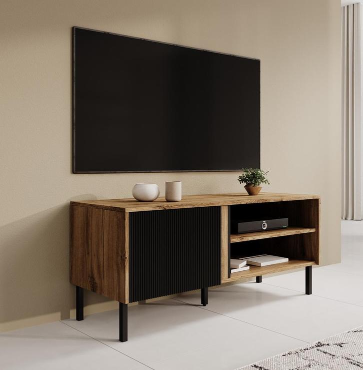 Meubella | TV-Meubel eiken 120x41x50 cm | Met klep, Huis en Inrichting, Kasten |Televisiemeubels, 25 tot 50 cm, Nieuw, 100 tot 150 cm