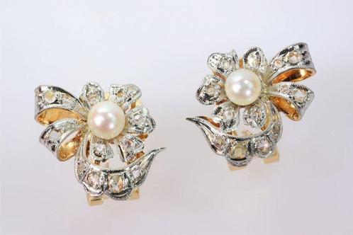 Boucles doreilles - 18 carats Or blanc, Or jaune Diamant, Handtassen en Accessoires, Oorbellen