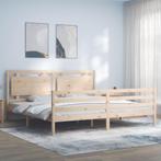 vidaXL Bedframe met hoofdbord massief hout, Huis en Inrichting, Slaapkamer | Bedden, Verzenden, Nieuw