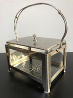 Koekjesdoos - Glas, Verzilverd, Antiek en Kunst