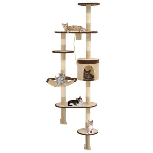 vidaXL Kattenkrabpaal met krabpalen wandmontage 194 cm beige, Dieren en Toebehoren, Katten-accessoires, Nieuw, Verzenden