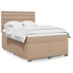 vidaXL Boxspring met matras kunstleer cappuccinokleurig, Huis en Inrichting, Slaapkamer | Bedden, Verzenden, Nieuw