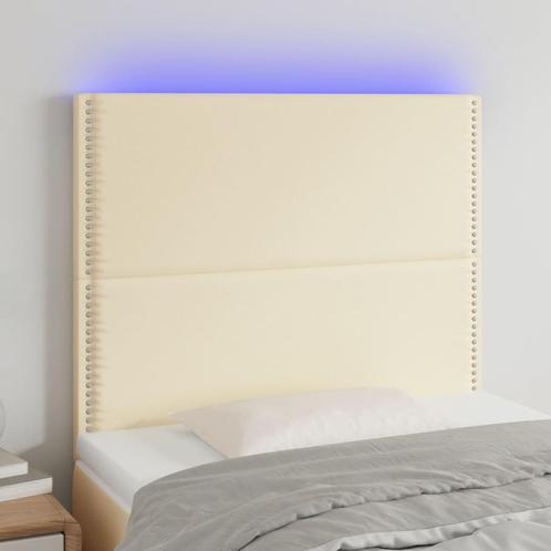 vidaXL Hoofdbord LED 80x5x118/128 cm kunstleer crèmekleurig, Huis en Inrichting, Slaapkamer | Bedden, Nieuw, Verzenden