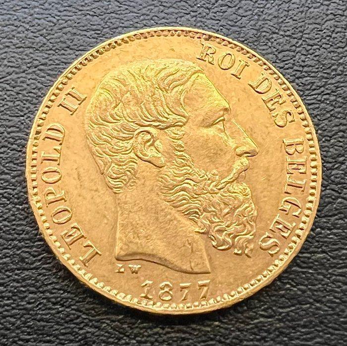 België. Leopold II. 20 Francs 1877, Timbres & Monnaies, Monnaies | Pays-Bas