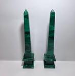sculptuur, Coppia Di Obelischi Lastronati In Malachite -, Antiek en Kunst