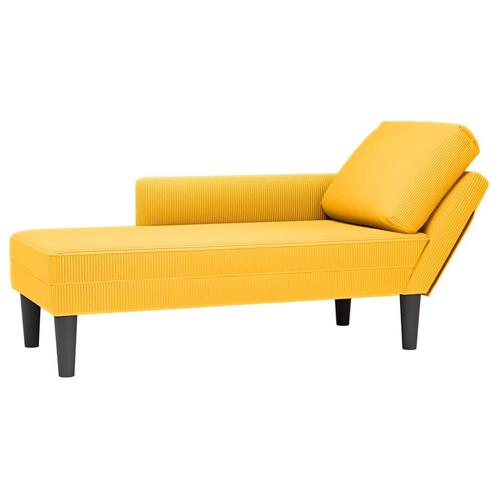 vidaXL Chaise longue met kussen corduroy stof lichtgeel, Huis en Inrichting, Zetels | Zetels en Chaises Longues, Nieuw, Verzenden