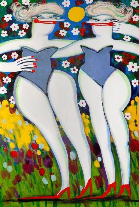 Yana Medow - Blooming Duo XXL, Antiek en Kunst, Kunst | Schilderijen | Modern