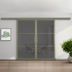 Dubbele stalen schuifdeur met koofsysteem 3 Vlaks Olijfgroen