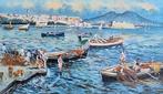 Ugo Mascolo (1948) - Marina con pescatori nella baia di
