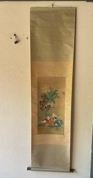 Oud Chinees zijde figuur schilderij 20e eeuw