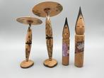 4x Unieke Kokeshi Poppen - Hout - Japan - Shwa periode