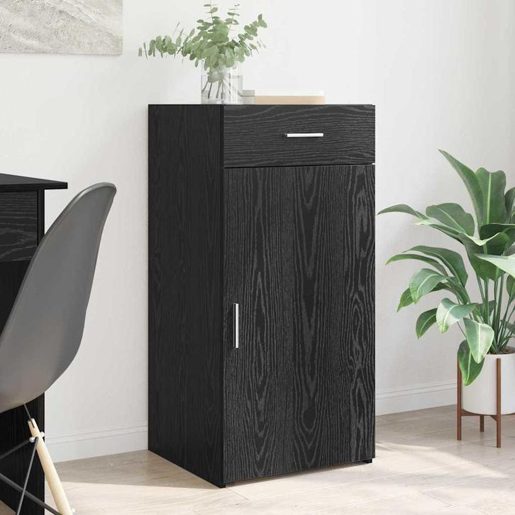 vidaXL Dressoir met lade Zwart eiken 42,5 x 40 x 93 cm, Huis en Inrichting, Kasten | Dressoirs, Nieuw, Verzenden