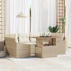 vidaXL Tuinbank Set met opslag 7 pcs Beige Poly rattan, Tuin en Terras, Verzenden, Nieuw