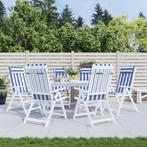 vidaXL Stoelkussens 6 st hoge rug gestreept stof oxford wit, Huis en Inrichting, Woonaccessoires | Kussens, Verzenden, Nieuw