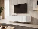 Meubella | TV-Meubel hangend wit 150cm lamellen, Huis en Inrichting, Kasten |Televisiemeubels, Overige materialen, Verzenden, 150 tot 200 cm