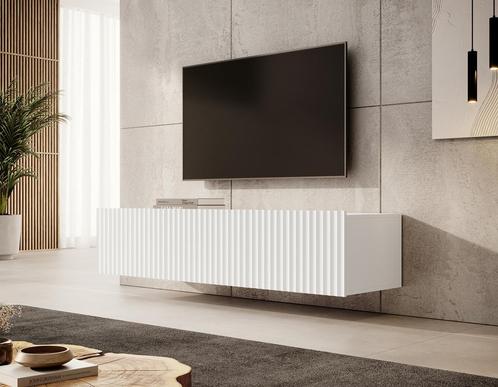 Meubella | TV-Meubel hangend wit 150cm lamellen, Huis en Inrichting, Kasten |Televisiemeubels, 25 tot 50 cm, Nieuw, 150 tot 200 cm