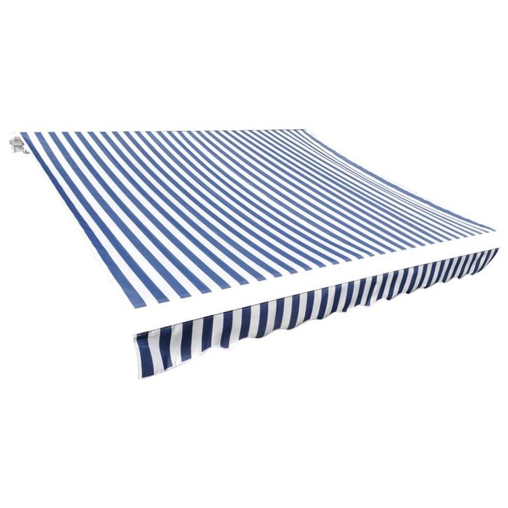 vidaXL Luifeldoek 350x250 cm canvas blauw en wit, Tuin en Terras, Zonneschermen, Nieuw, Verzenden