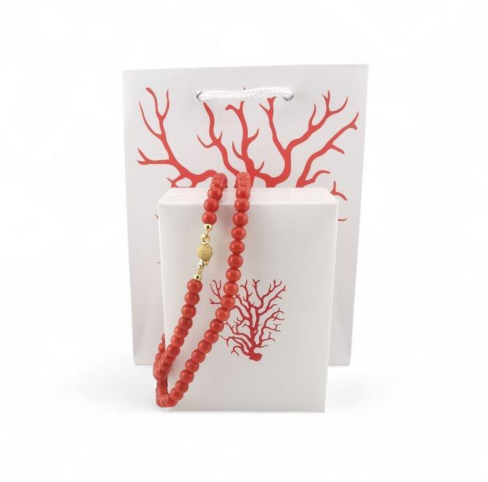 Halsketting - 18 karaat Geel goud - 110.00ct. tw. Koraal -, Handtassen en Accessoires, Kettingen
