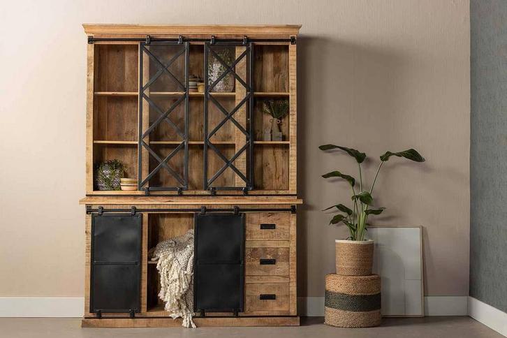 Buffetkast Mangohout Milan 220 X, Huis en Inrichting, Kasten | Buffetkasten, Nieuw, Verzenden