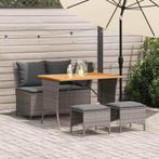 vidaXL 4-delige Tuinset met kussens poly rattan grijs, Tuin en Terras, Tuinsets en Loungesets, Verzenden, Nieuw, Tuinset