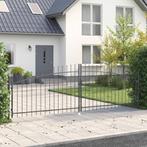 vidaXL Tuinpoort met spitse top Dubbele Swing Grijs 100x400, Tuin en Terras, Verzenden, Nieuw