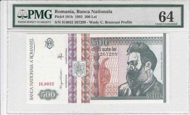 1992 Romania P 101b 500 Lei Pmg 64, Postzegels en Munten, Bankbiljetten | Europa | Niet-Eurobiljetten, België, Verzenden
