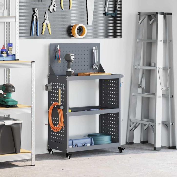 vidaXL Gereedschapswagen Antraciet 65 x 35 x 111 cm, Doe-het-zelf en Bouw, Gereedschapskisten, Nieuw, Verzenden