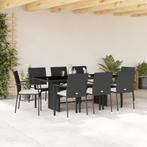 vidaXL 9-delige Tuinset poly rattan zwart, Tuin en Terras, Verzenden, Nieuw, Tuinset