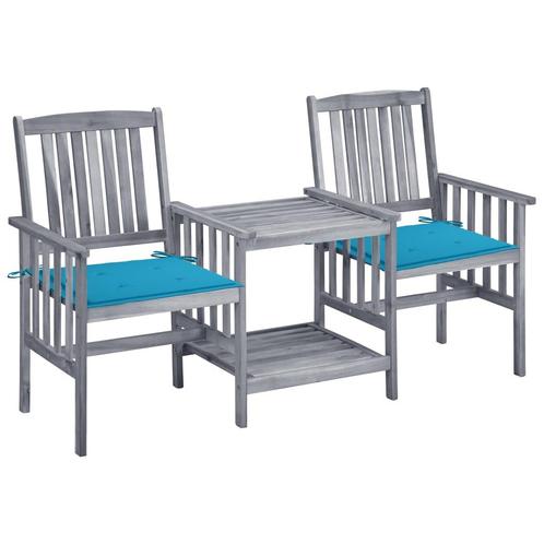 vidaXL Tuinstoelen met tafeltje en kussens massief, Tuin en Terras, Tuinsets en Loungesets, Nieuw, Verzenden