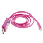 OTB data cable Micro-USB with animated running light Roze, Télécoms, Verzenden