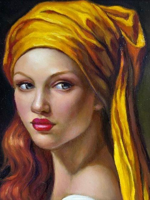 Alessandro Granata (1989) - La ragazza col turbante, Antiek en Kunst, Kunst | Schilderijen | Klassiek