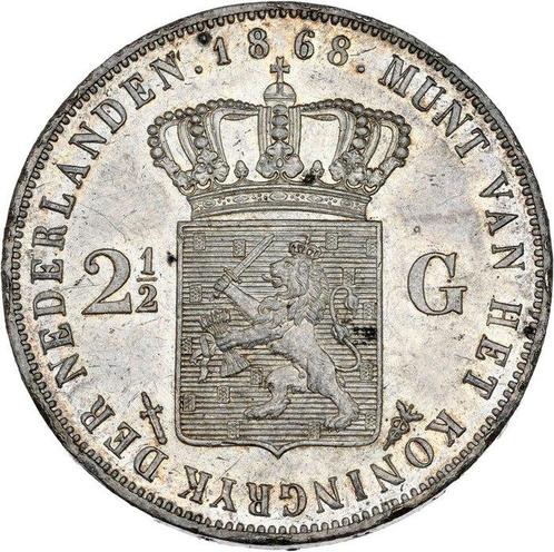 Nederland. Willem III. 2 1/2 Gulden 1868, Postzegels en Munten, Munten | Nederland