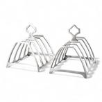 Art Deco pair of sterling silver large geometric 5-bar toast