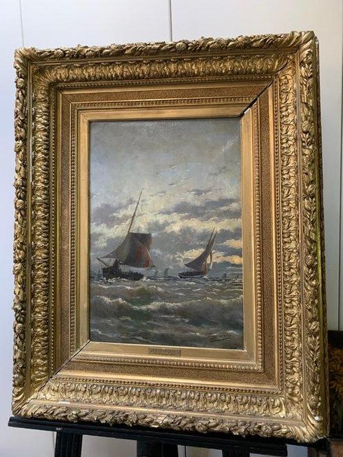 Eugéne Frey (1864-1930) - Segelschiffe auf stürmischer See, Antiek en Kunst, Kunst | Schilderijen | Klassiek