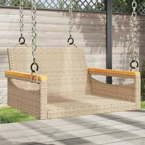 vidaXL Schommelbank 63x62x40 cm poly rattan beige, Tuin en Terras, Tuinsets en Loungesets, Nieuw, Verzenden