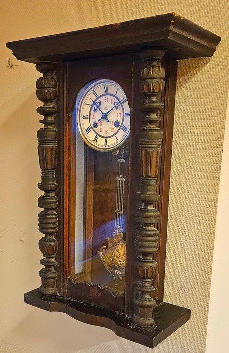 Horloge murale - Junghans - Bois, Laiton, Verre - 1940-1950, Antiquités & Art, Curiosités & Brocante
