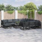 vidaXL Tuinbank Set 11 pcs Zwart Aluminium, Tuin en Terras, Verzenden, Nieuw