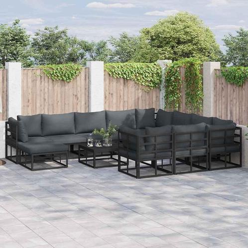 vidaXL Tuinbank Set 11 pcs Zwart Aluminium, Tuin en Terras, Tuinsets en Loungesets, Nieuw, Verzenden