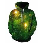 Hoodie Sweater Trui met Kap (Medium) - Green Galaxy Print